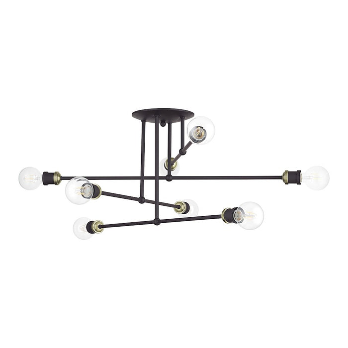 Livex Delacroix 8Lt Semi-Flush, Bronze/Antique Brass Accents