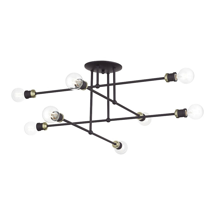 Livex Delacroix 8Lt Semi-Flush, Bronze/Antique Brass Accents