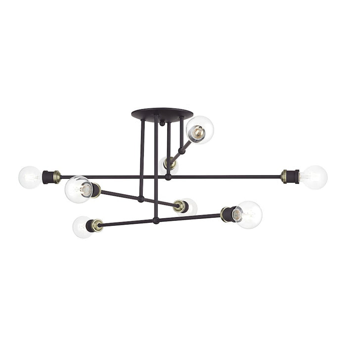 Livex Delacroix 8Lt Semi-Flush, Bronze/Antique Brass Accents