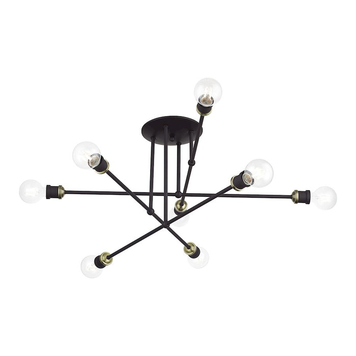 Livex Delacroix 8Lt Semi-Flush, Bronze/Antique Brass Accents