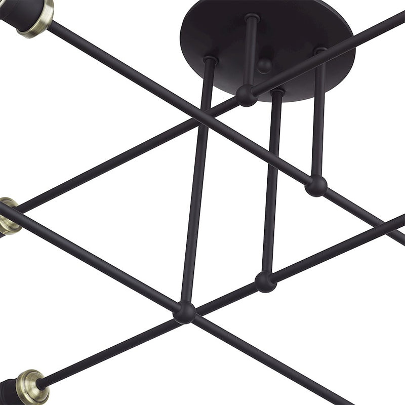 Livex Delacroix 8Lt Semi-Flush, Bronze/Antique Brass Accents