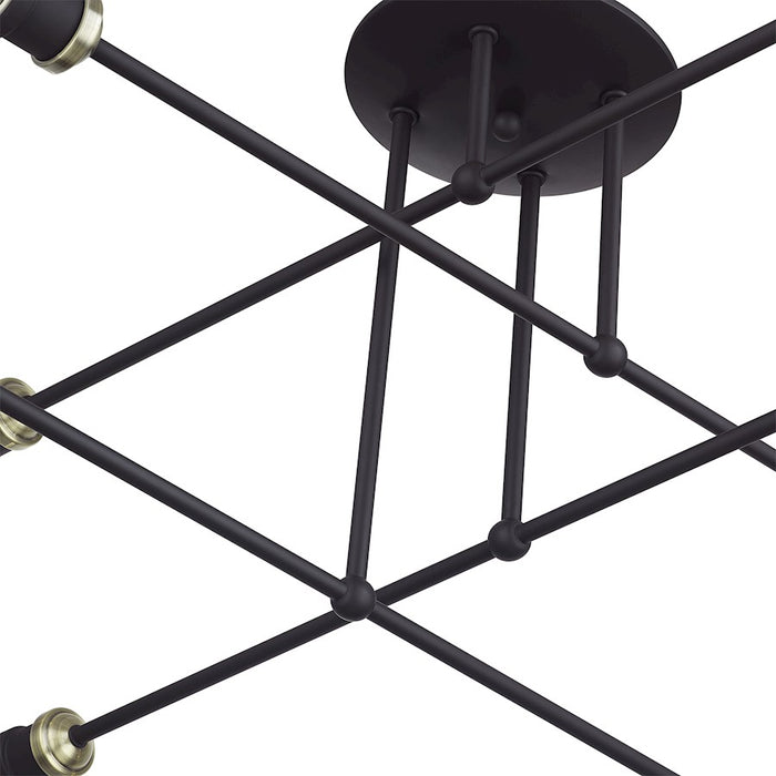 Livex Delacroix 8Lt Semi-Flush, Bronze/Antique Brass Accents
