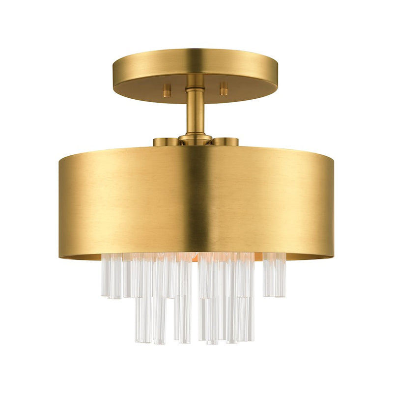 Livex Orenburg 3 Light Semi Flush, Crystal Rods