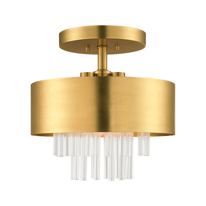 Livex Orenburg 3 Light Semi Flush, Crystal Rods