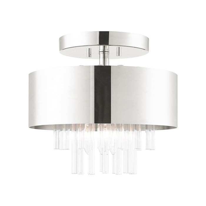 Livex Orenburg 3 Light Semi Flush, Crystal Rods
