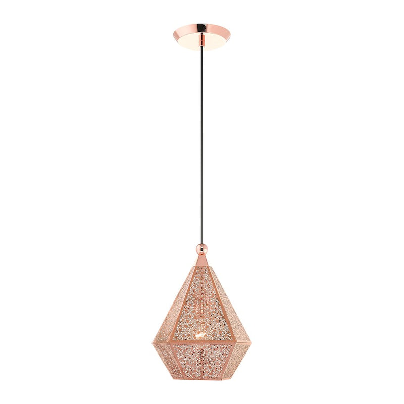 Livex Aberdeen 1 Light Pendant, Rose Gold/Rose Gold Shade
