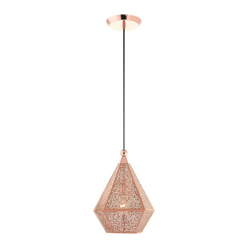 Livex Aberdeen 1 Light Pendant, Rose Gold/Rose Gold Shade