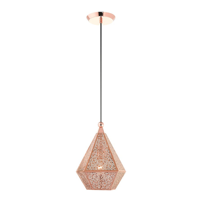 Livex Aberdeen 1 Light Pendant, Rose Gold/Rose Gold Shade