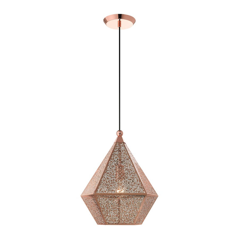 Livex Aberdeen 1 Light Pendant, Rose Gold/Rose Gold Shade