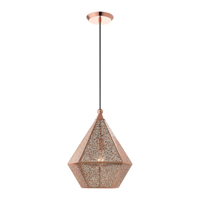 Livex Aberdeen 1 Light Pendant, Rose Gold/Rose Gold Shade