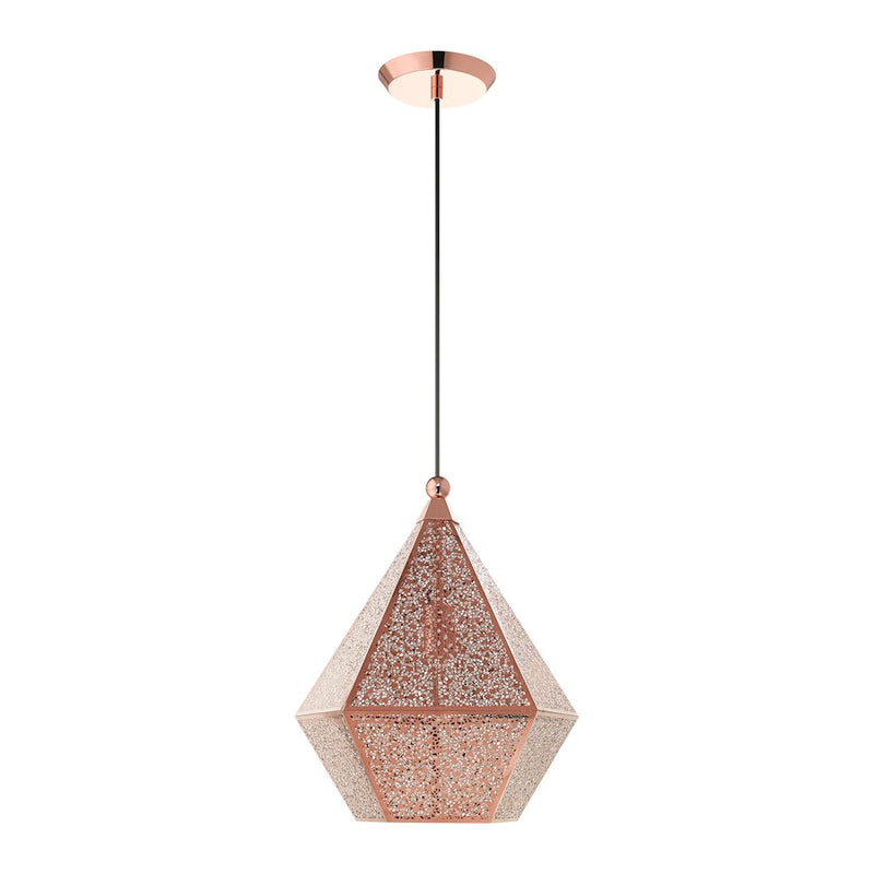 Livex Aberdeen 1 Light Pendant, Rose Gold/Rose Gold Shade