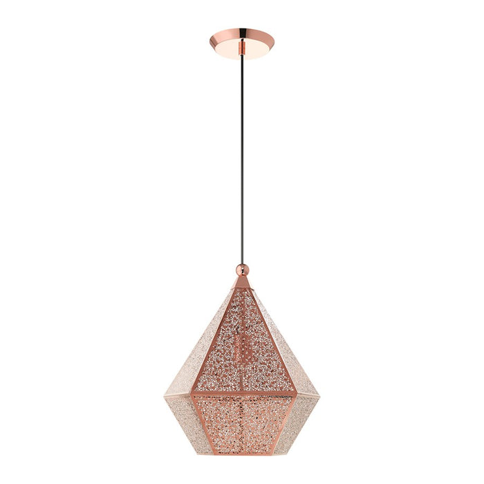 Livex Aberdeen 1 Light Pendant, Rose Gold/Rose Gold Shade