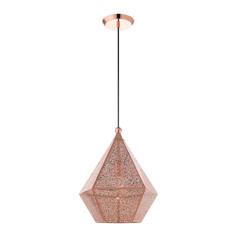 Livex Aberdeen 1 Light Pendant, Rose Gold/Rose Gold Shade
