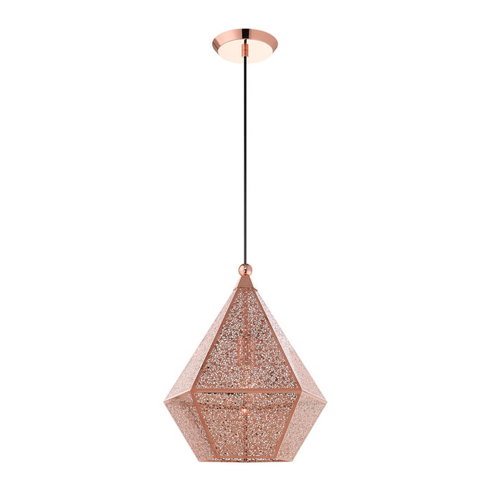 Livex Aberdeen 1 Light Pendant, Rose Gold/Rose Gold Shade