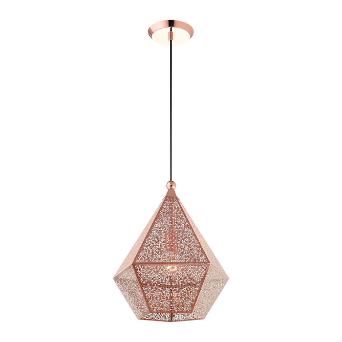 Livex Aberdeen 1 Light Pendant, Rose Gold/Rose Gold Shade