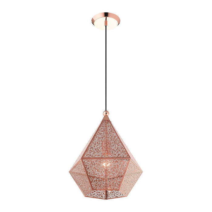 Livex Aberdeen 1 Light Pendant, Rose Gold/Rose Gold Shade