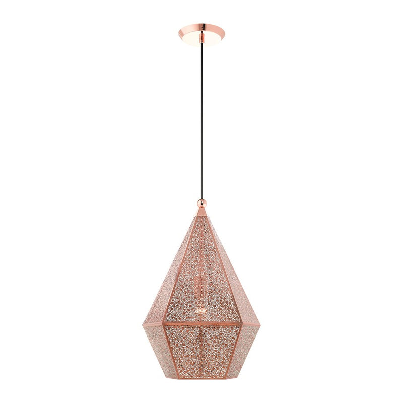 Livex Aberdeen 1 Light Pendant, Rose Gold/Rose Gold Shade