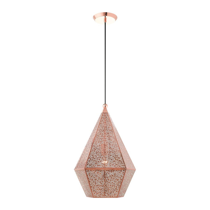 Livex Aberdeen 1 Light Pendant, Rose Gold/Rose Gold Shade