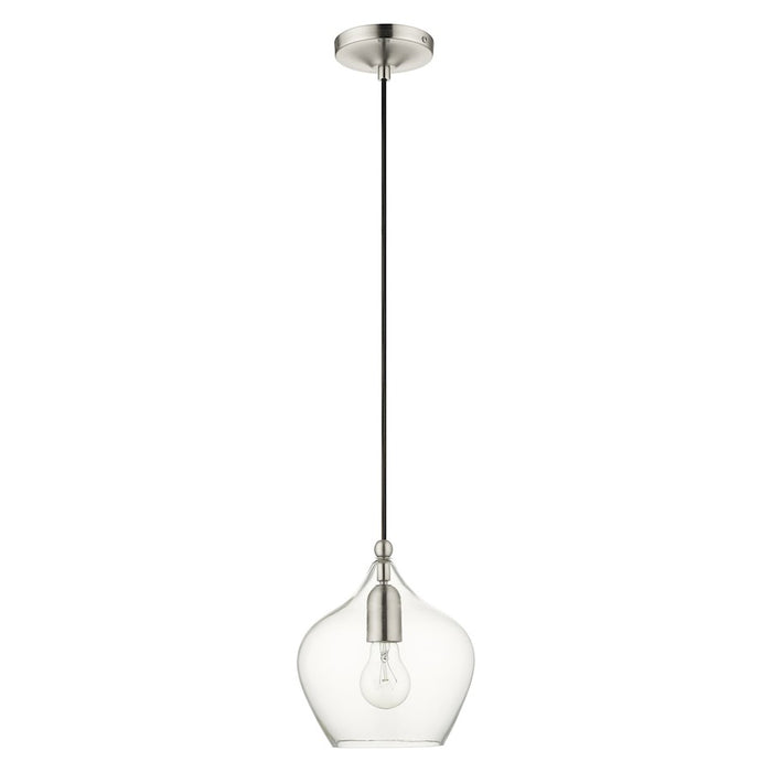 Livex Light Pendants 11" 1 Light Pendant, Brushed Nickel/Clear Glass