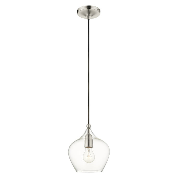 Livex Light Pendants 11" 1 Light Pendant, Brushed Nickel/Clear Glass