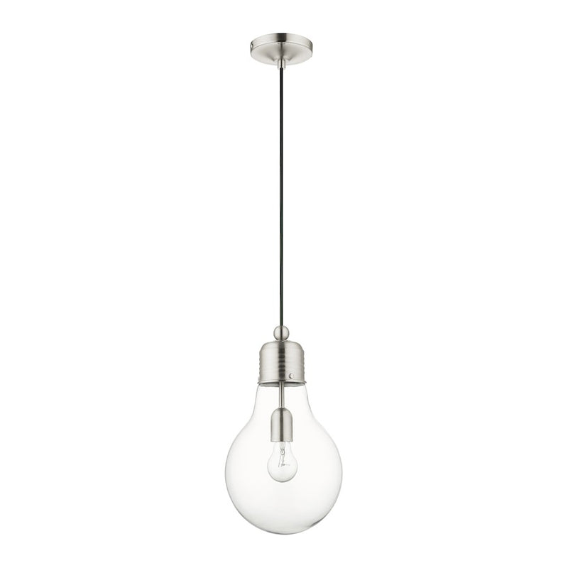 Livex Light Pendants 1 Light Pendant, Brushed Nickel/Clear Glass
