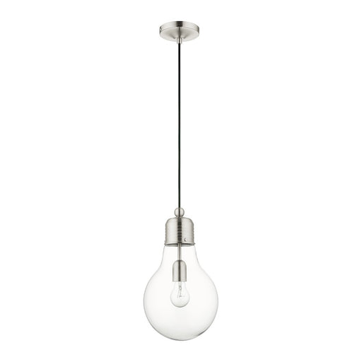 Livex Light Pendants 1 Light Pendant, Brushed Nickel/Clear Glass