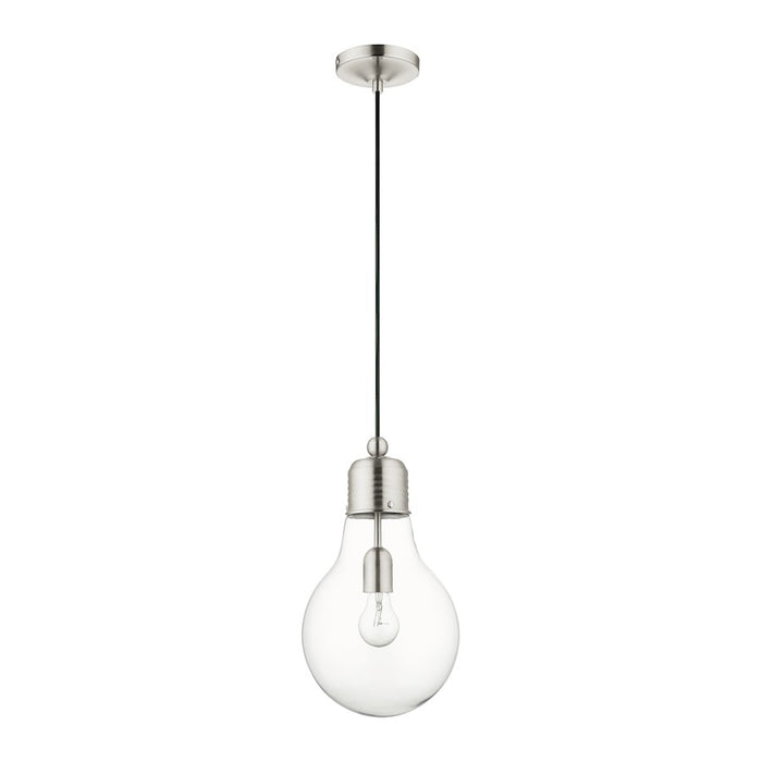 Livex Light Pendants 1 Light Pendant, Brushed Nickel/Clear Glass