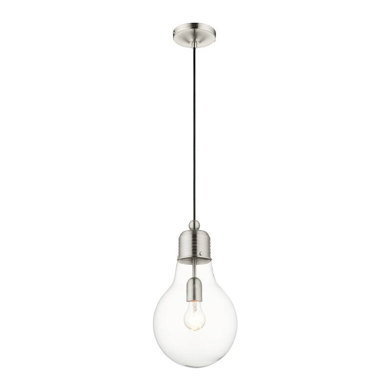 Livex Light Pendants 1 Light Pendant, Brushed Nickel/Clear Glass