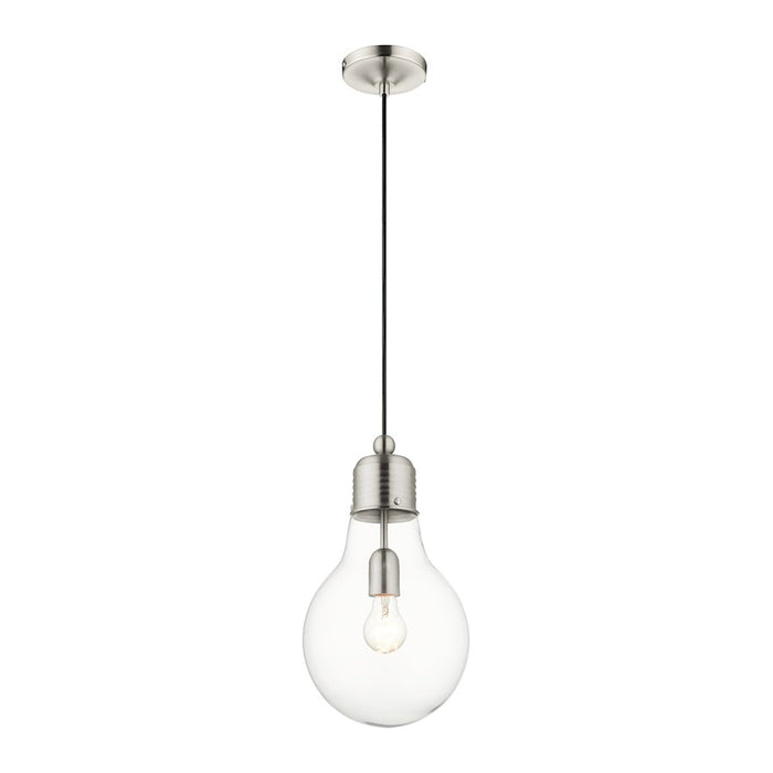 Livex Light Pendants 1 Light Pendant, Brushed Nickel/Clear Glass