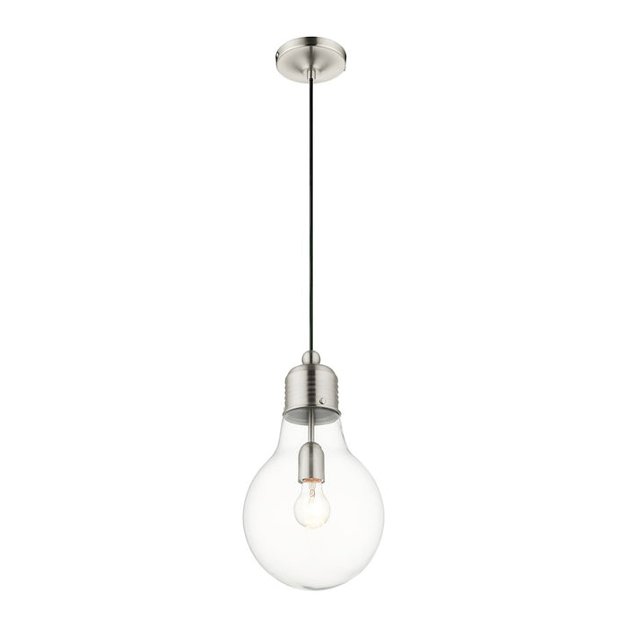 Livex Light Pendants 1 Light Pendant, Brushed Nickel/Clear Glass