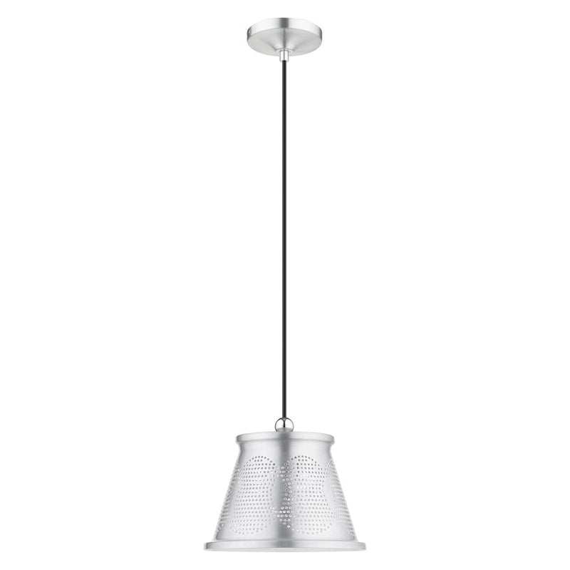 Livex Light Pendants 1 Light Pendant, Aluminum/Aluminum/Shiny White