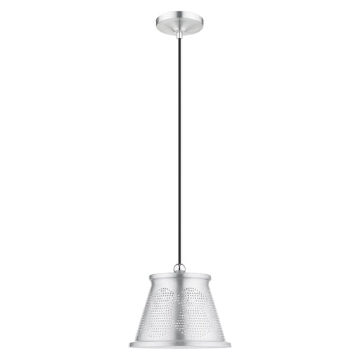 Livex Light Pendants 1 Light Pendant, Aluminum/Aluminum/Shiny White