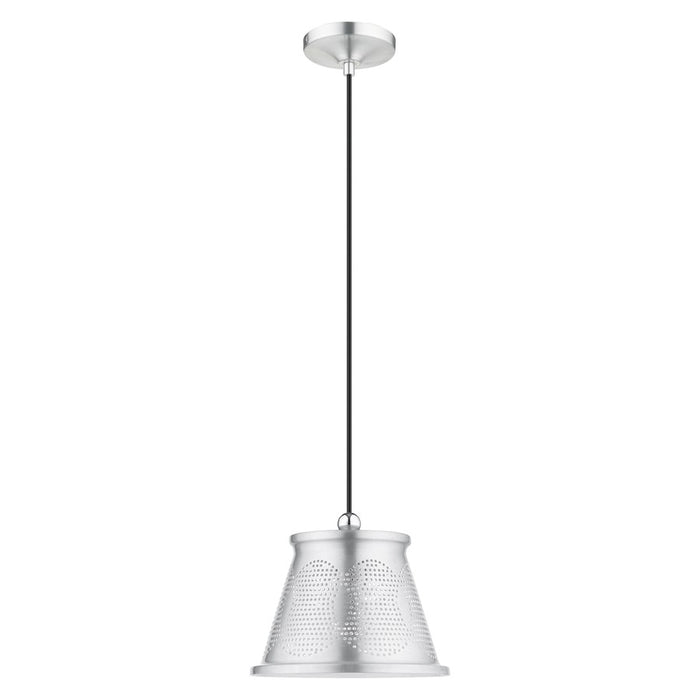 Livex Light Pendants 1 Light Pendant, Aluminum/Aluminum/Shiny White