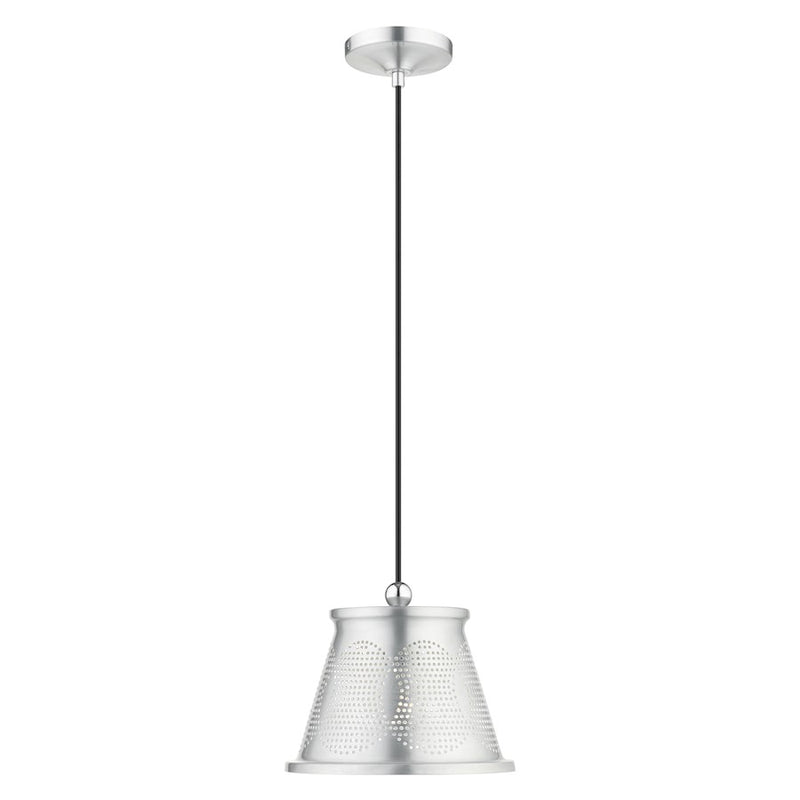 Livex Light Pendants 1 Light Pendant, Aluminum/Aluminum/Shiny White
