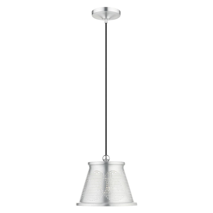 Livex Light Pendants 1 Light Pendant, Aluminum/Aluminum/Shiny White