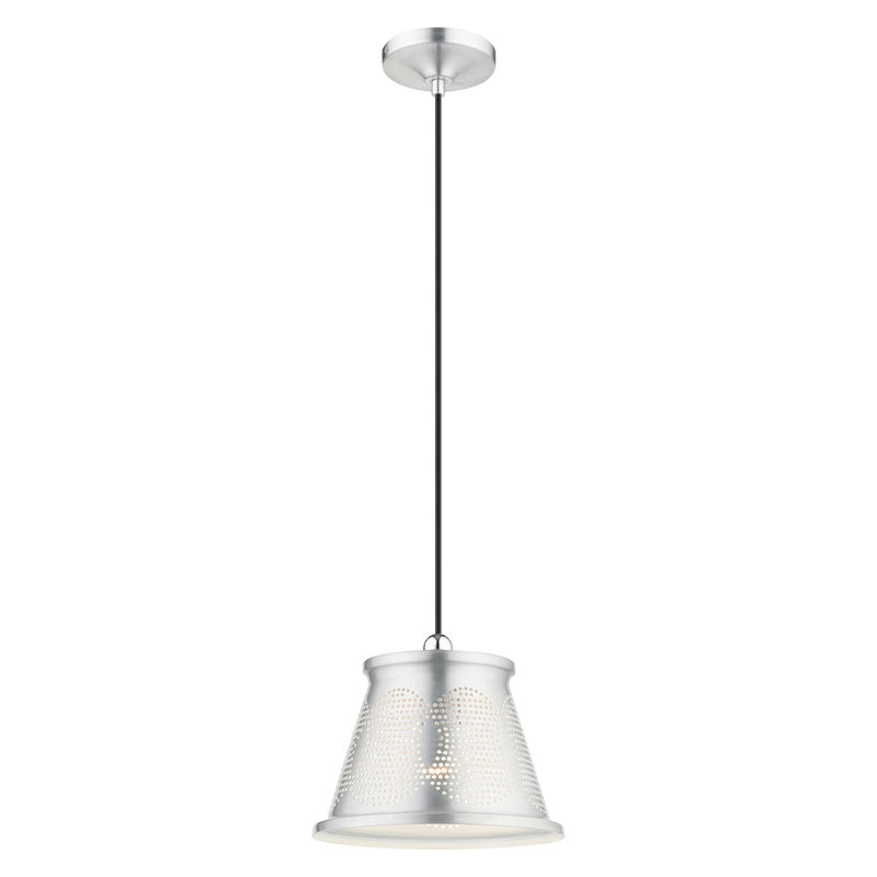 Livex Light Pendants 1 Light Pendant, Aluminum/Aluminum/Shiny White