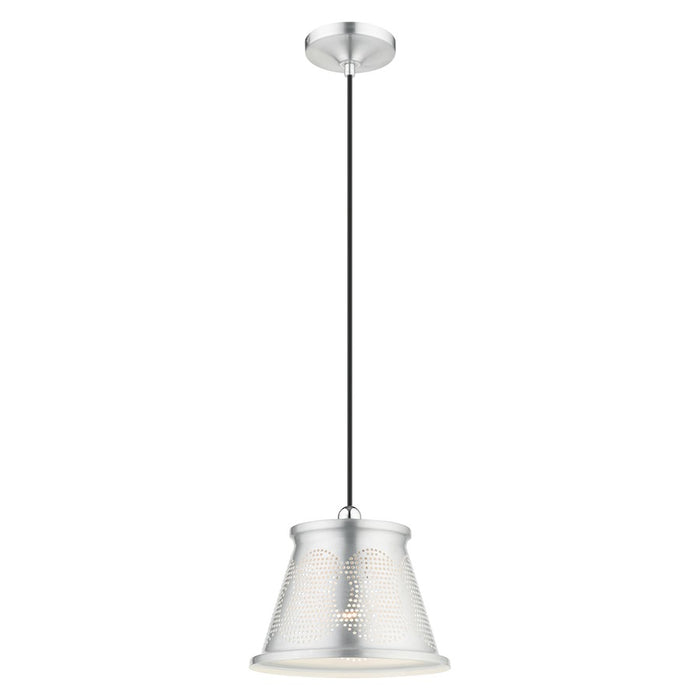 Livex Light Pendants 1 Light Pendant, Aluminum/Aluminum/Shiny White