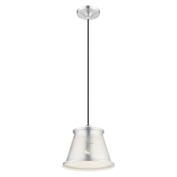 Livex Light Pendants 1 Light Pendant, Aluminum/Aluminum/Shiny White