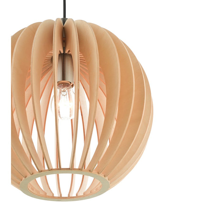 Livex Light Pendants 1 Light Pendant, Brushed Nickel/Round Wood Shade