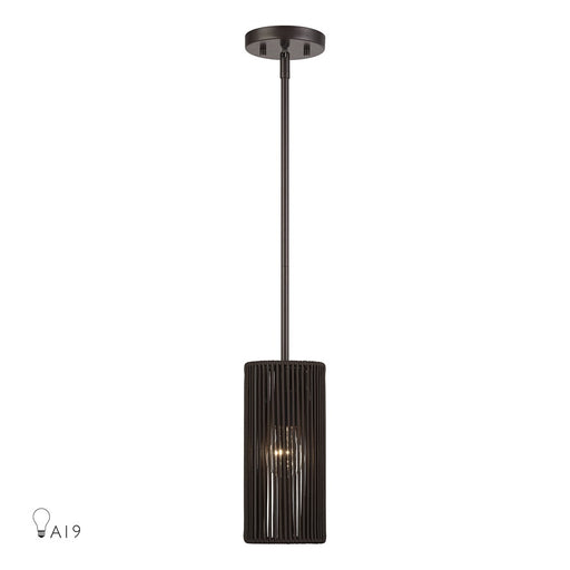 Livex Acordia 1Lt Mini Pendant, Bronze/Dark Chocolate Polyester Rope - 49121-92