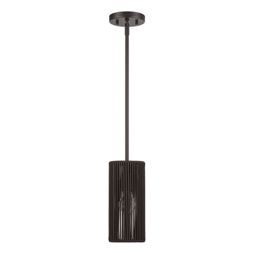 Livex Acordia 1Lt Mini Pendant, Bronze/Dark Chocolate Polyester Rope