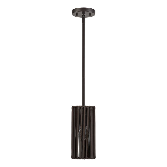 Livex Acordia 1Lt Mini Pendant, Bronze/Dark Chocolate Polyester Rope