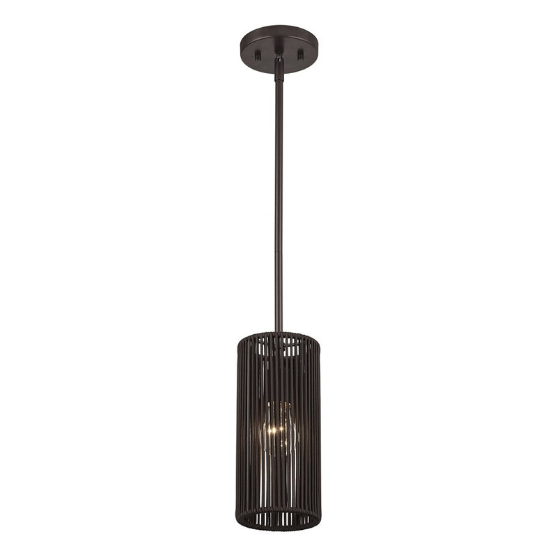 Livex Acordia 1Lt Mini Pendant, Bronze/Dark Chocolate Polyester Rope