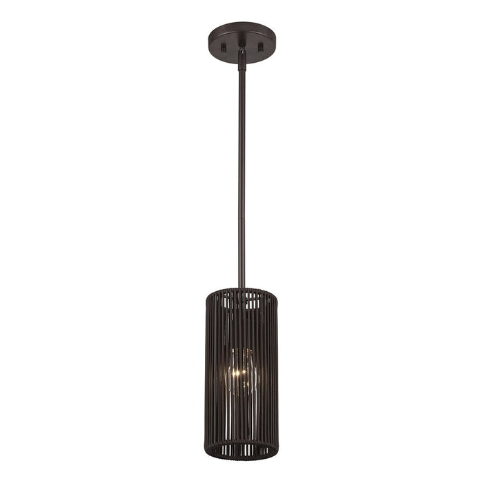 Livex Acordia 1Lt Mini Pendant, Bronze/Dark Chocolate Polyester Rope