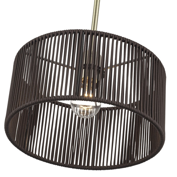 Livex Acordia 1Lt Pendant, Brass/Dark Chocolate Color Polyester Rope