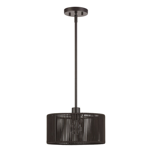 Livex Acordia 1Lt Pendant, Bronze/Dark Chocolate Color Polyester Rope