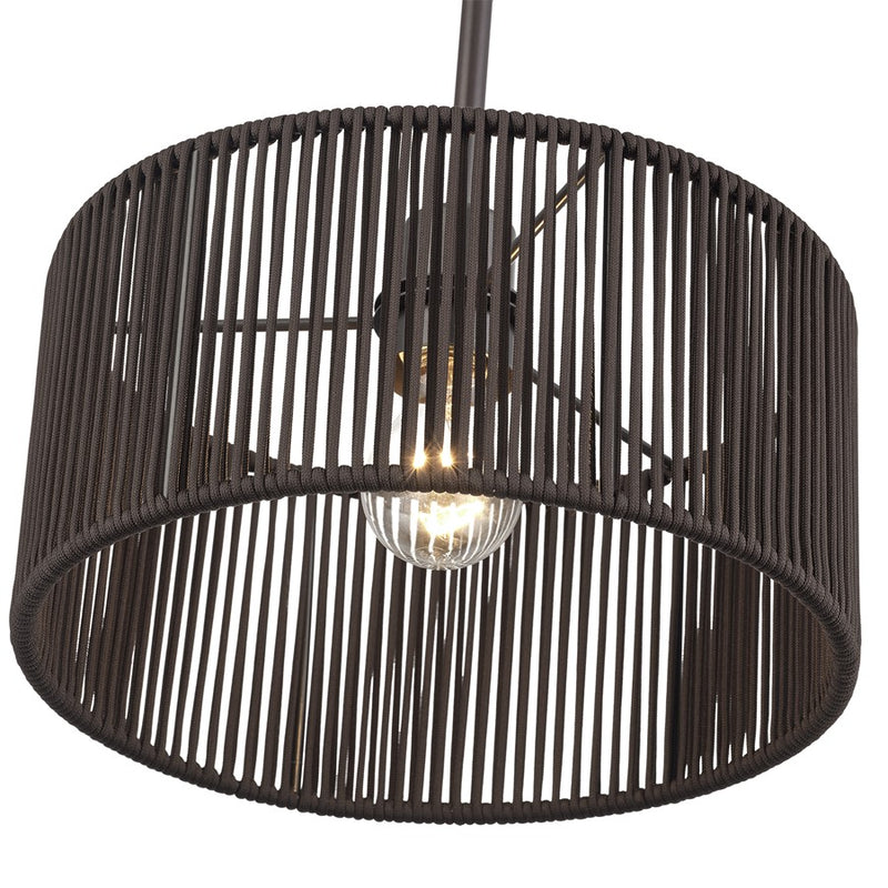 Livex Acordia 1Lt Pendant, Bronze/Dark Chocolate Color Polyester Rope