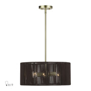 Livex Acordia 3Lt Pendant Chandelier, Brass/Chocolate Polyester - 49123-01
