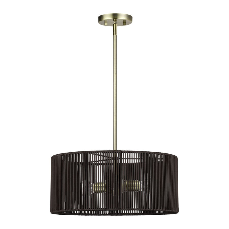 Livex Acordia 3Lt Pendant Chandelier, Brass/Chocolate Polyester