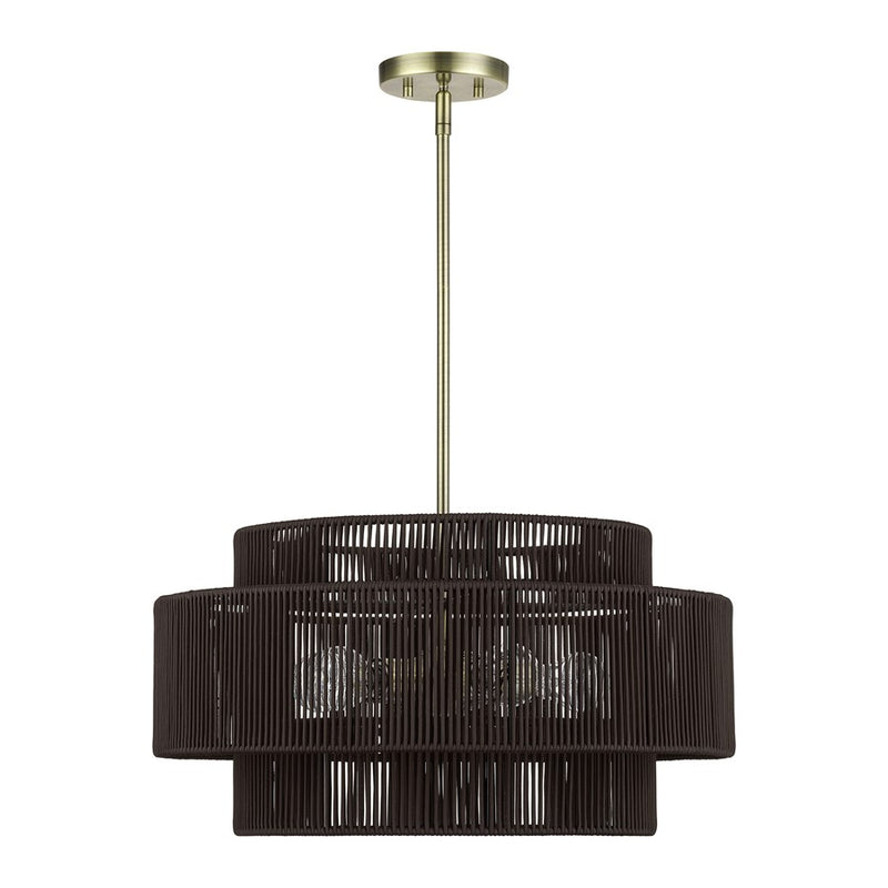 Livex Acordia 5Lt Pendant Chandelier, Brass/Chocolate Polyester